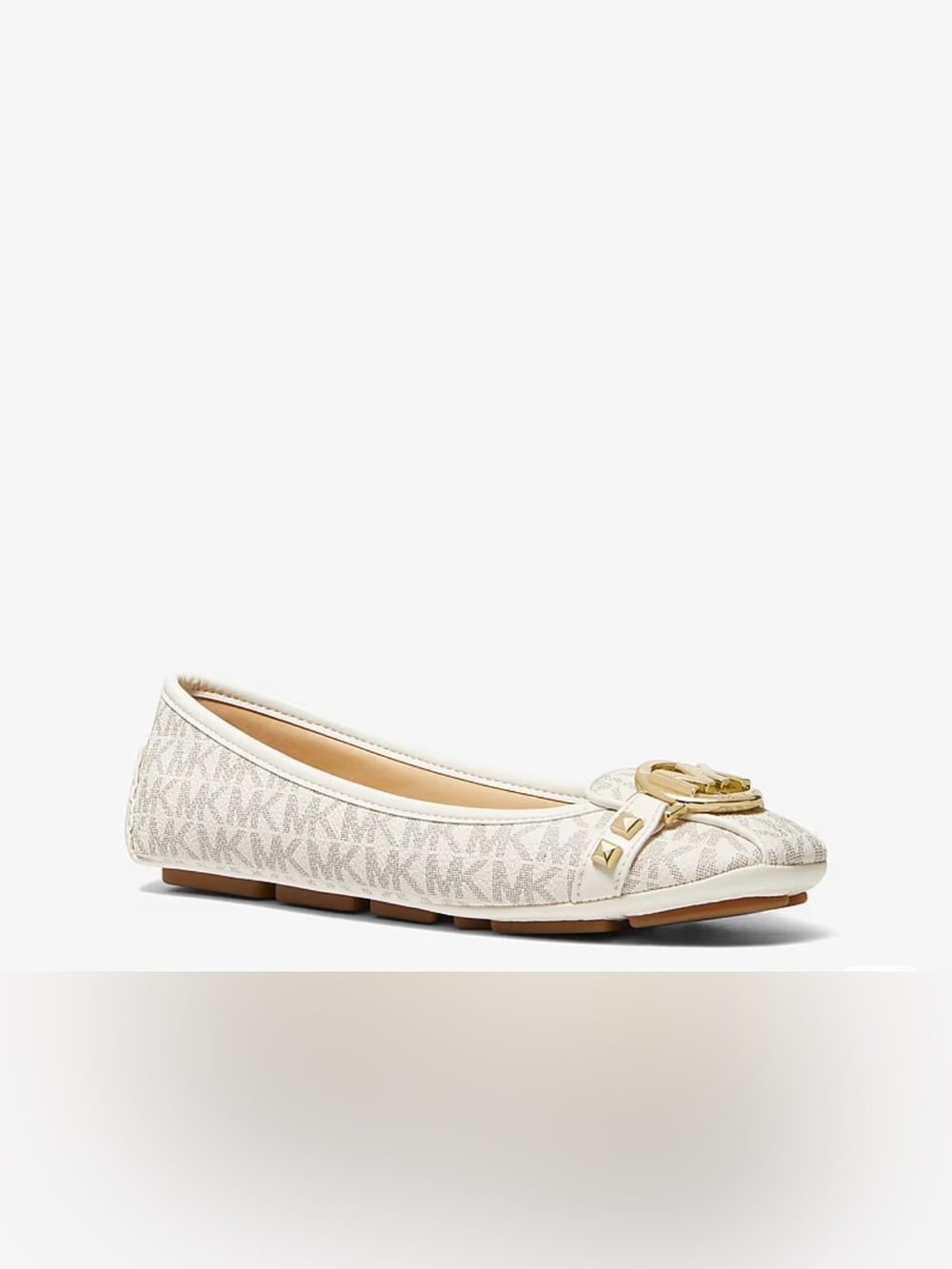 Michael Kors Cream Logo Ballet Flat with Gold Accent